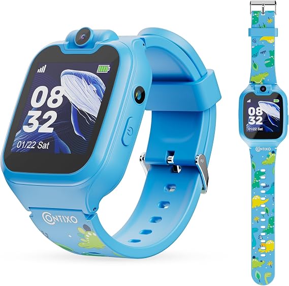 Contixo KW01 Smart Watches for Kids, Blue 1.54" HD Touch Screen Educational Smartwatch Toy with Games Camera Video Recorder Calculator Flashlight Music Player Gift for 3-12 Years Old Boys Girls