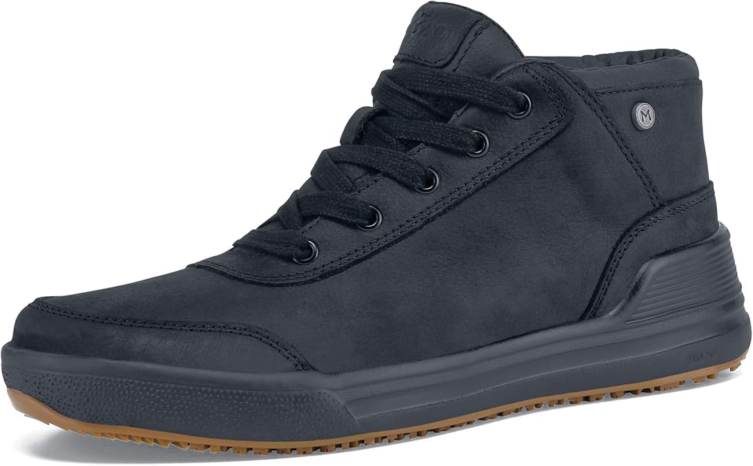 MOZO Men's Slip-Resistant Restaurant Shoes Comfortable, Non-Slip High-Top Work Sneakers for Culinary Professionals, Kitchen Staff, Chefs - Natural