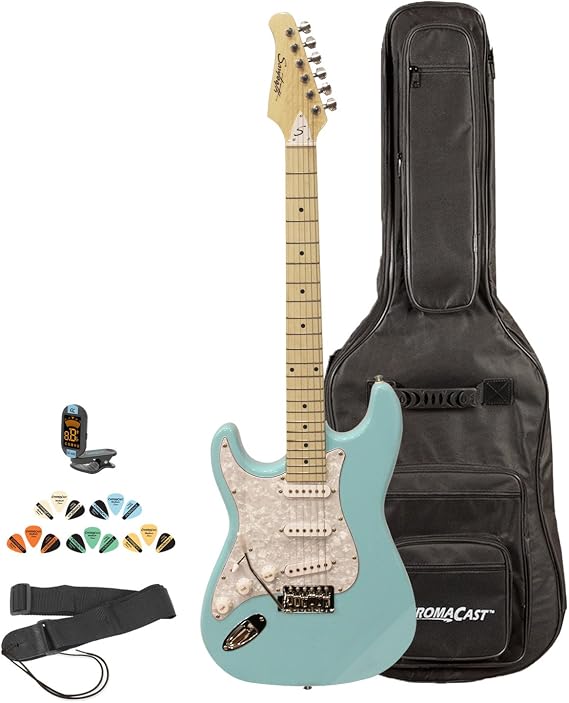 Sawtooth Left Handed ST Style Electric Guitar w/ 3-Ply Pickguard - Includes: Accessories, Gig Bag & Lesson