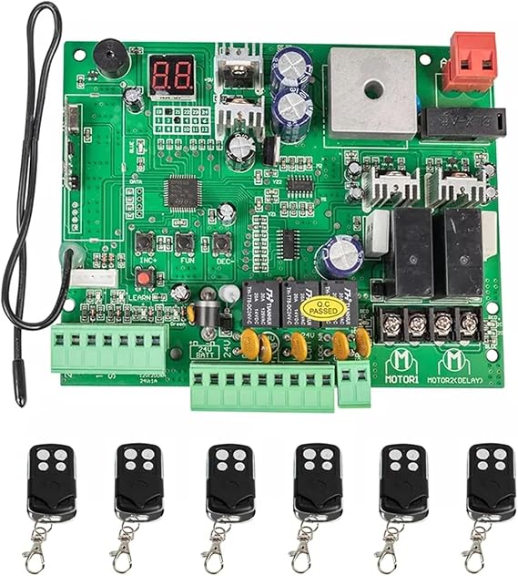 DC 24V PCB Board Control Board for Automatic Double Arms Swing Gate Opener Control Board Panel Smart Control Center System Replace Fittings for Electric Automatic Gate Openers(with 6 RC)