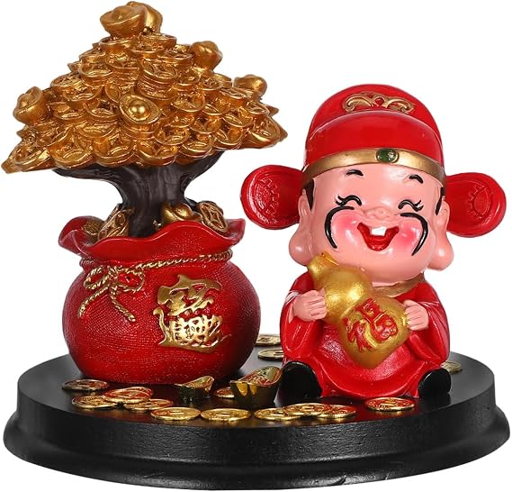 Holibanna CAI Shen Figurine God of Fortune Statue New Year Ornament Resin Desktop Decoration Chinese Decorations for Car