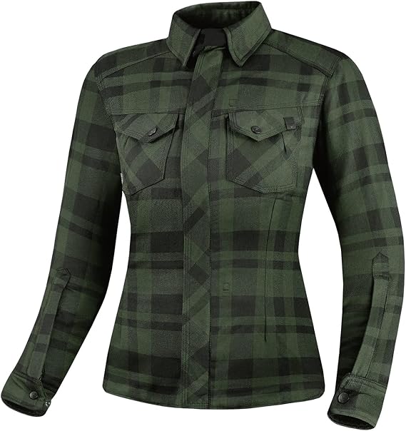 SHIMA Renegade 2 Motorbike Shirt for Women AirForce Back Protector Armour Riding Motorcycle Jacket Stretch Bikers Ventilated Lightweight Armoured Bike Textile Motorcycles (Womens, Green, S)