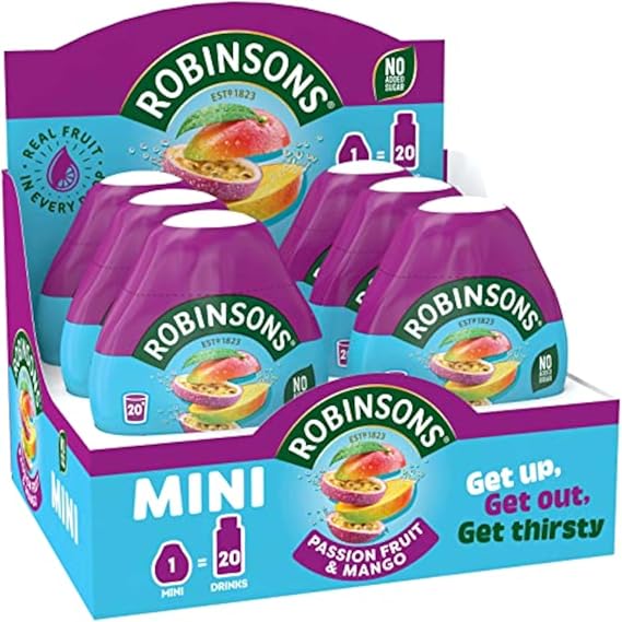 Robinsons SQUASH'D, No Added Sugar, Real Fruit, Lemon & Lime, Makes 20 Drinks Per Pack, 6 Packs
