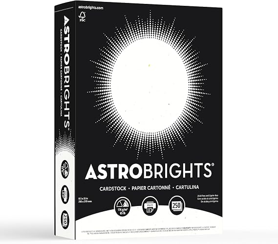 Astrobrights Colored Cardstock, 8.5" x 11", 65 lb/176 gsm, Stardust White (Multi-Color Flecked), 250 Sheets (21408)