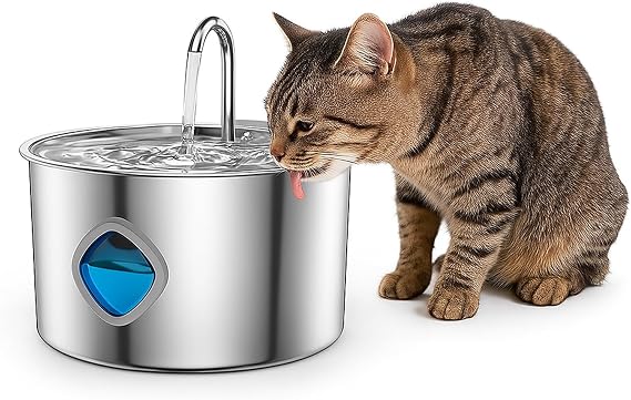 DOTH Water Fountain for Cats, 3.2L Faucet-Style Automatic Pet Drinking Fountain for Cats, Ultra-Quiet Pump, 304 Stainless Steel Cat Hydration Station (1 Pc)