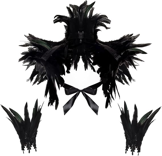 2Pcs Witch Feather Shawl Wrist Cuff for Women