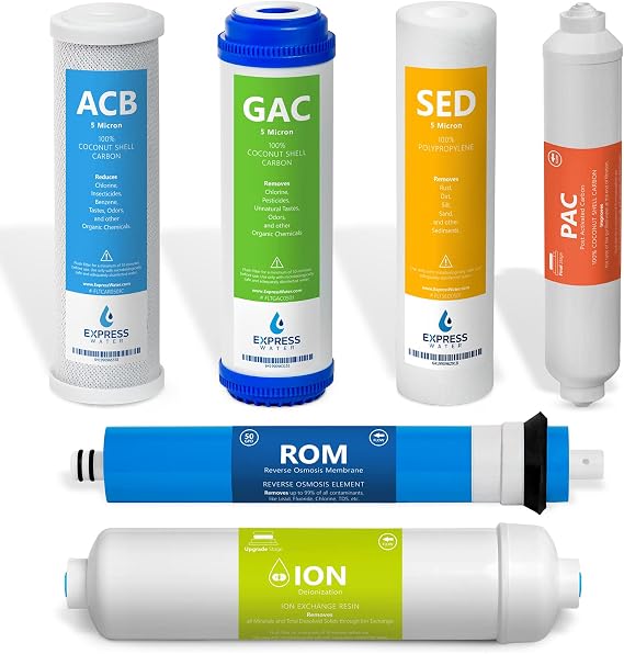 Express Water Deionization Reverse Osmosis System Replacement Filter Set 10 inch Size Water Filters... (50 GPD, 6 Months)
