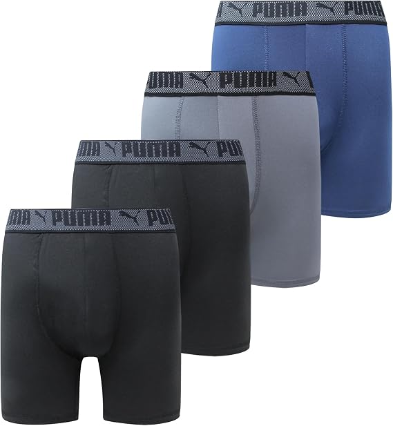 PUMA Men's 4-Pack Training Fit Performance Boxer Briefs