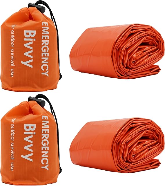 2 PCS Emergency Sleeping Bag,Bivvy Bag,Survival Sleeping Bag,Camping Bivy Sacks,Emergency Blankets,Survival Sleeping Bag for Camping and Outdoor Hiking