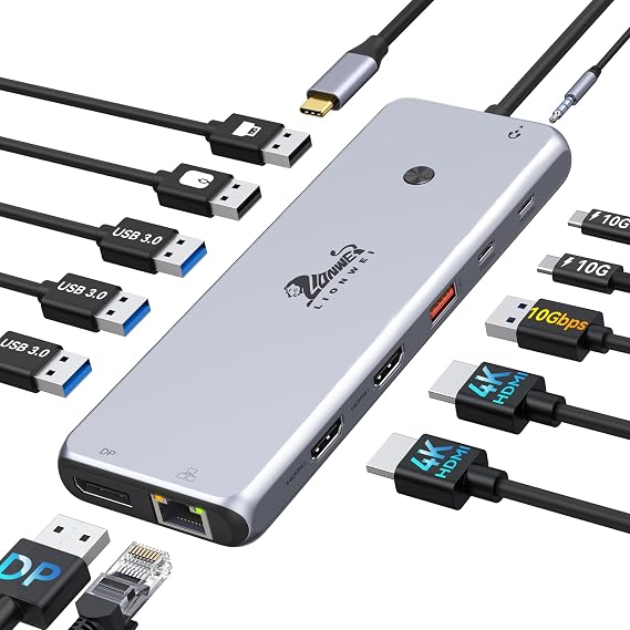USB C Docking Station 3 Monitors 13 in 1 Docking Station Laptop Dual