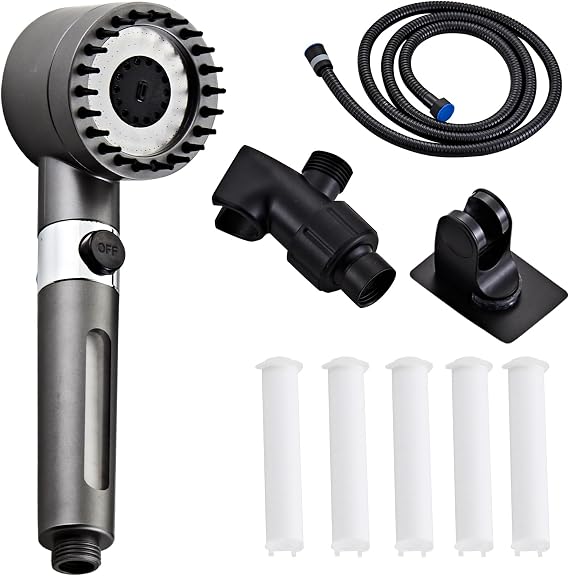 Shower Head High Pressure with Handheld High Pressure | Shower Filter Head for Hard Water Showerhead Black