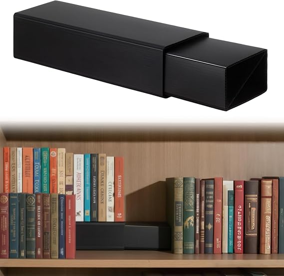 Thyle 1 Set Bookshelf Riser 2 Levels - Nesting Assembled PP Board Manga Shelf Riser for Books Collection Organizer, Space-Saving Display Stand for Books, Manga, DVDs, CDs (Black)
