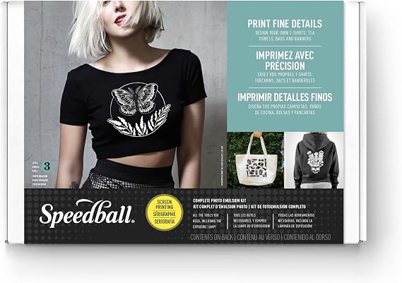 Speedball Complete Photo Emulsion Screen Printing Kit - Includes 10 14 in Frame, 30 W LED Exposure Lamp, Flex Fabric Inks , Diazo Solution, Remover, Transparencies