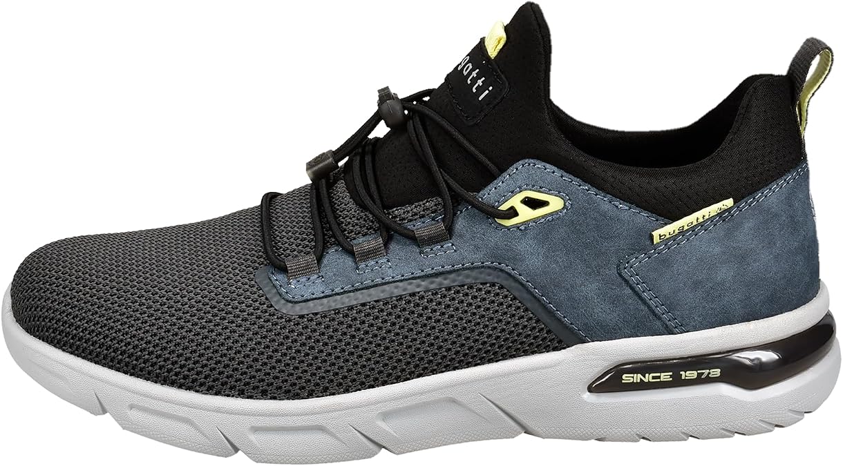 Bugatti Men's Breathable Trainers Lightweight Mesh Upper Running Shoes Ultralight Sole Trainers Elastic Lacing System