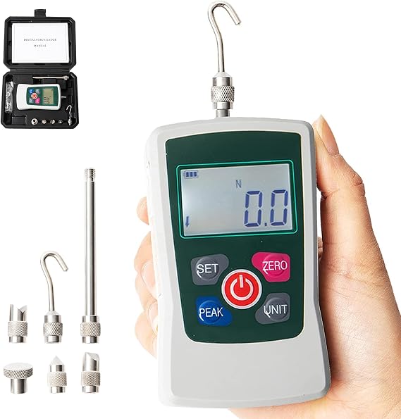 Beslands Digital Force Meter Push and Pull Tester Dynamometer Pressure Push Meter Portable Measuring Units N kg lb Oz (AMF500N)