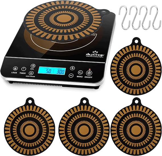 Thermochromic Silicone Induction Cooktop Protect Mat, Silicone Mat for Induction Cooktop Induction Cooktop Protective Cover Silicone Stove Top Mat, for Induction Cookware, Countertop 9.5 IN(4 PCS)
