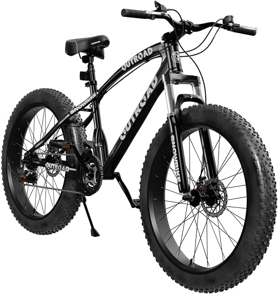 Max4out 26 Inch Fat Tire Mountain Bike, 4-Inch Tide Tires 21-Speed Dual Disc Brake Bicycle with Suspension Fork, Heavy-Duty Mountain Bike for Big & Tall Riders