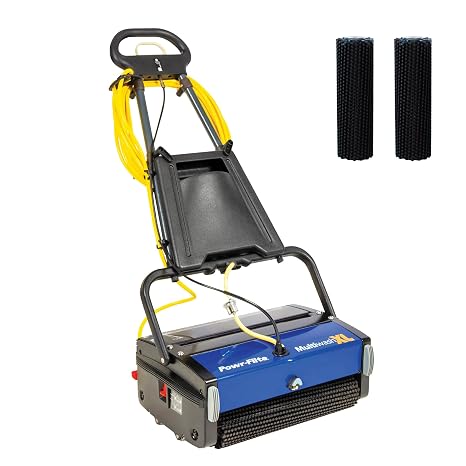 Powr-Flite Multiwash 18 inch Electric Floor Scrubber Machine with Brushes, Commercial Floor Scrubber for Carpet, Tile, VCT, Laminate, Grout, Sports Floor, Concrete and more, PFMW18 | with Cylindrical Brushes, Power Scrubbers for Cleaning a Variety of Hard and Soft Surface Floors, PFMW18