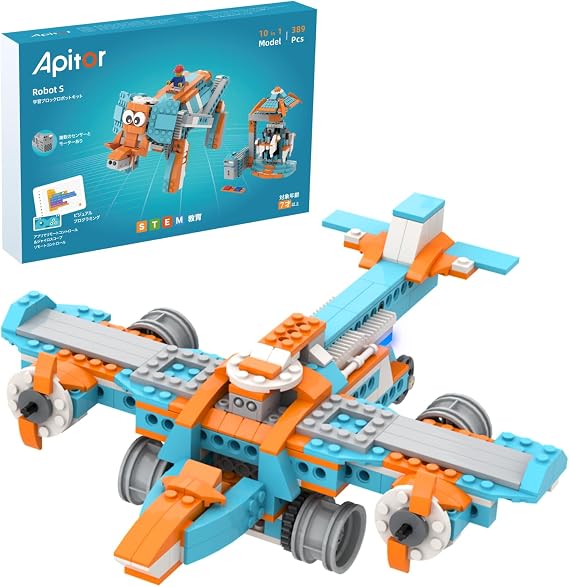 Apitor Robot S Programming Robot 10 in 1 Transforming Robot STEM Educational Remote Control Building Block Construction Robot Toy Elementary School Programming Introduction Scratch 3.0 Coding Kit