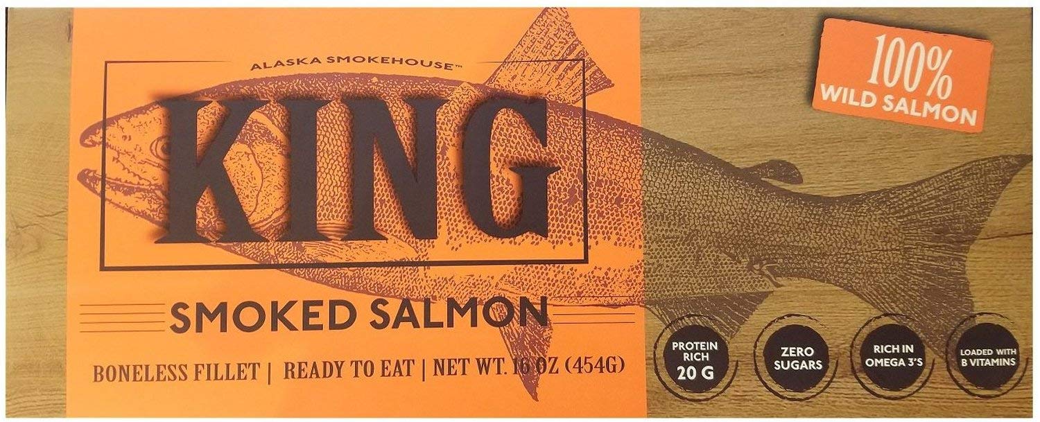 Alaska Smokehouse Smoked King Wild Salmon Fillet, 16 oz, Alaska Smokehouse