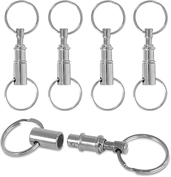 Super Z Outlet Pull-Apart Silver Key Ring Easy Detach Double Spring Split Snap Separate Chain Convenient Accessory Gift (4 Pack)