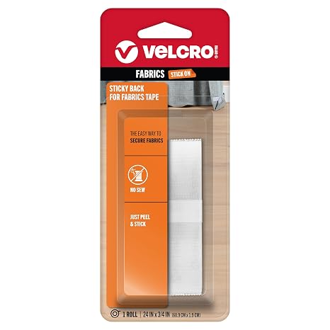 VELCRO Brand Sticky Back for Fabrics Tape, 24 in x 3/4 in, White