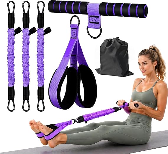 Upgraded Multifunction Pedal Resistance Band with Handle, 3 Tube Adjustable Resistance Bands for for Women Men Home Use,Sit Up Exercise Equipment for Abdomen Waist, Arm, Core/ABS, Leg Workout