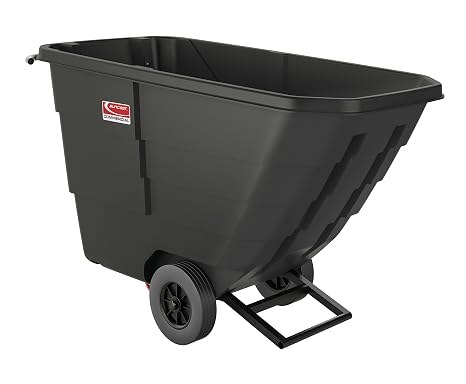 Suncast Commercial Light Duty 1/2 Cubic Yard Roto-Molded Tilt Truck with Integrated Brake, 500-Pound Capacity, 62" L x 34.5" W x 28" H