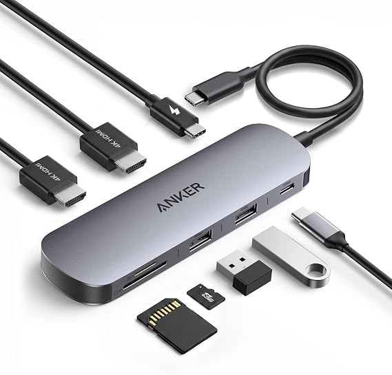 Anker Nano Laptop Docking Station Dual Monitor,8-in-1 USB C Hub for Windows