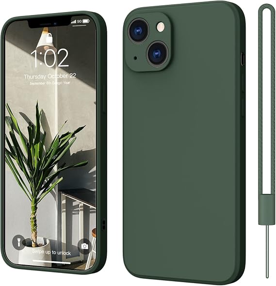 Silicone Case for iPhone 13 Ultra Thin Slim with Microfibre Scratch-Resistant Protective Case Dark Green
