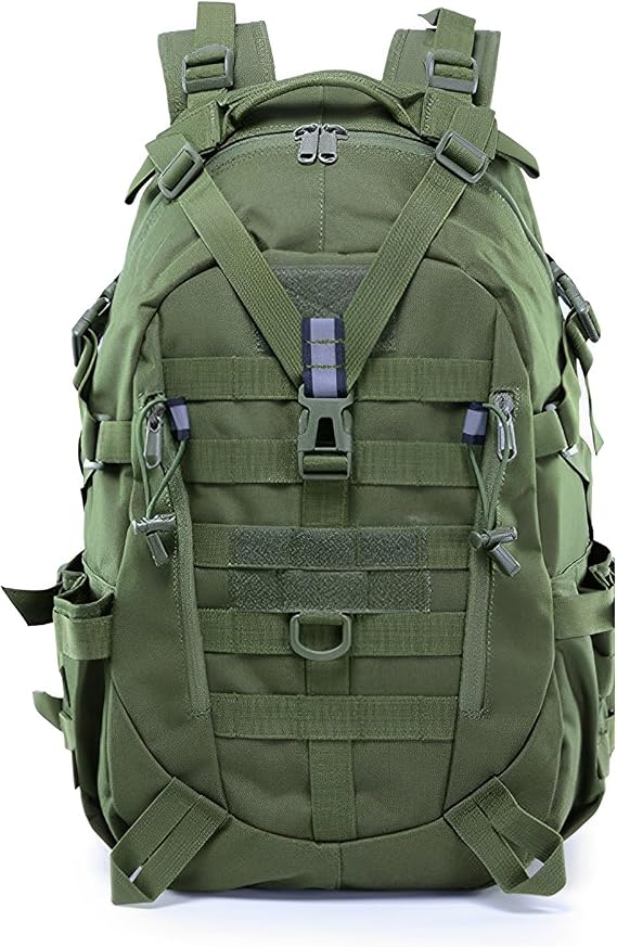 Lawaia Military Tactical Backpack for Men - Large Capacity, Night Reflective Strip, Ideal for Camping and Work (green)