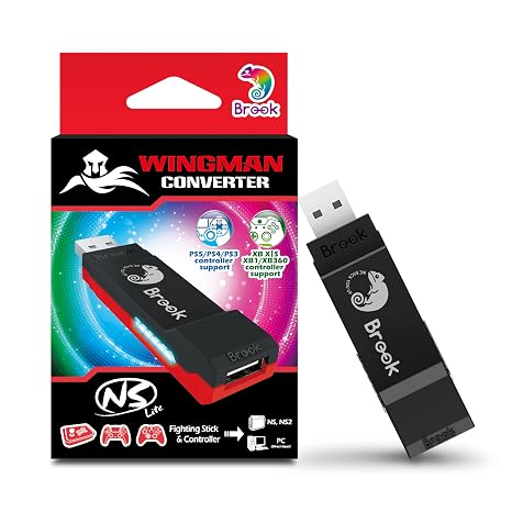 Brook Wingman NS Lite Converter Supporting P5/P4/P3 & Xb Series X|S/One/360/Elite2 Controllers on Switch/Switch 2 or PC (X-Input) | Button Remap, Macro & 5-Level Turbo