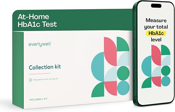 Everlywell At-Home HbA1c Lab Test for Women and Men, Measures Hemoglobin A1c for Accurate Results from CLIA-Certified Labs Within Days, for Ages 18 Plus