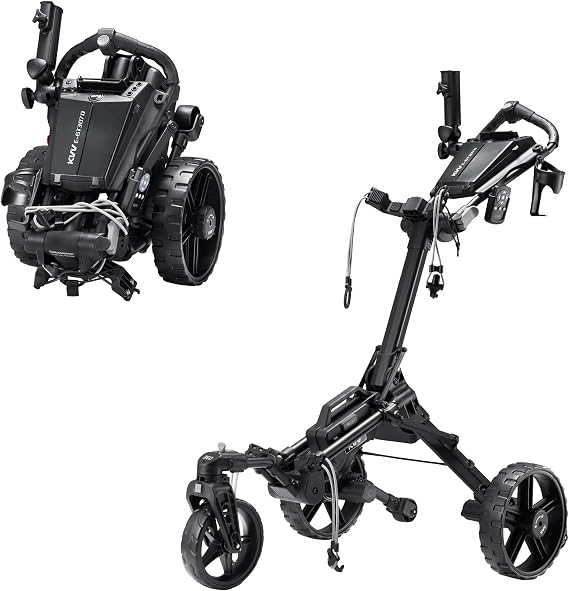 KVV Electric Golf Push Cart with Remote Control, Super Compact and Lightweight Electric Golf Cart,Smallest Folding Size Electric Golf Cart, Suitable for All Terrains, and (Charcoal)