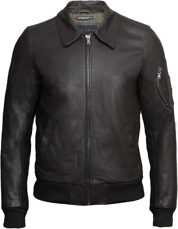 BRANDSLOCK Mens Leather Biker Jacket Genuine Cowhide Analine