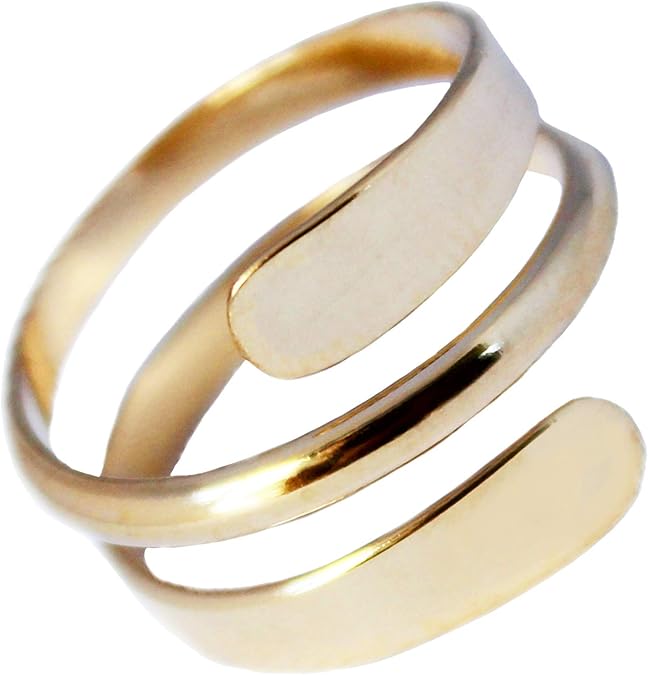 TOE RINGS & THINGS Thumb or Finger Ring Adjustable | 14K Gold Fill Pipeline Wrap Around Ring | Adjustable Gold Ring for Men & Women
