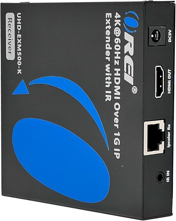 Receiver Only for 4K HDMI Extender Over IP CAT6 by OREI 4K@60Hz One to Many Upto 330 Feet, Loop Out - Send to Multiple Locaiton Over 1G Switch (UHD-EXM500-RX)