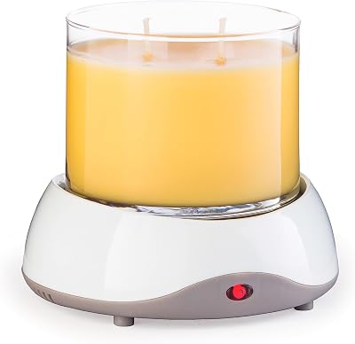 CANDLE WARMERS ETC. Auto Shutoff Candle Warmer Plate White, Plug-in – Modern Candle Wax Warmer with 8-Hour Timer