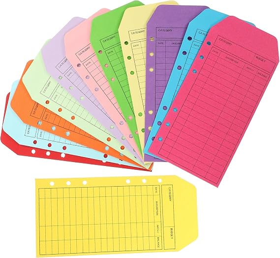 SEWACC 12 Pcs Cash Envelopes for Budgeting Paper Money Envelopes for Cash Budget Envelope for System Mixed Color