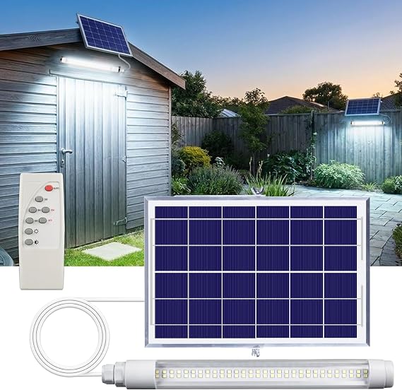 Solar Shed Light with Dusk to Dawn Sensor, Waterproof Outdoor Shop Light