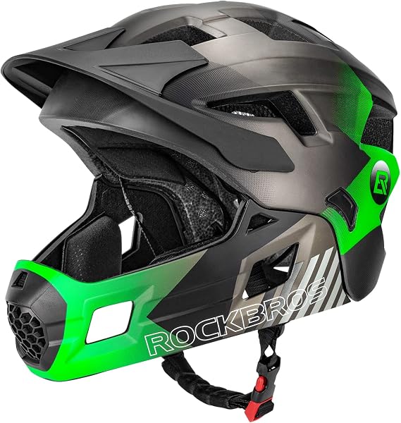 ROCKBROS Kids Full Face Helmet Kids Bike Helmets Lightweight Toddler Mountain Bike Helmet Detachable for MTB BMX Skating Cycling Scooter Safety Bicycle Helmets for Youth Child Boys Girls Ages 3-16