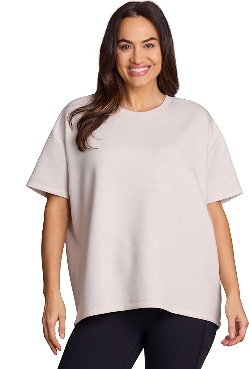 RBX Oversized T-Shirt for Women, Luxe Athleisure Fabric Loungewear Short Sleeve Workout Top with Plus Sizes