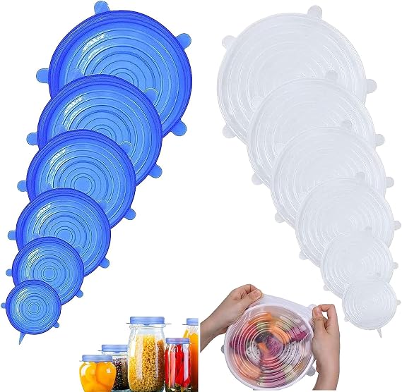12 Pcs Silicone Lids Food Covers, Silicone Stretch Lids Food Covers, 6 Different Sizes Rotundity Silicones Bowl Cover, Refrigeratorable Microwave Bowl Lid Cutlery Lid