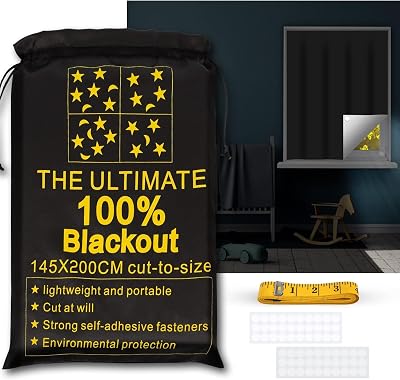 Portable Blackout Shades 79 x 57 Window Curtains, 100% Blackout Material Temporary Blinds for Baby Nursery, Bedroom, Dorm Room, Office or Travel Use