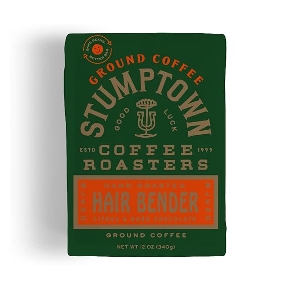 Stumptown Coffee Roasters, Medium Roast Ground Coffee, 100% Arabica Coffee - Hair Bender 12 Ounce Bag, Flavor Notes of Citrus and Dark Chocolate