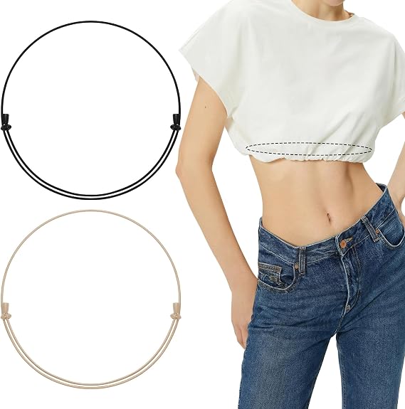 XZQTIVE 2Pcs Invisible Elastic Waist Tuck Band for Women Adjustable Stretch Belt for Tightening/Shortening Shirts Sweater Top