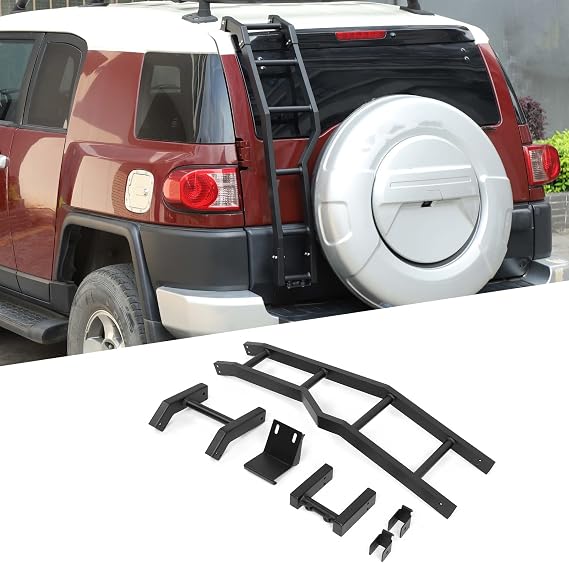 Tailgate Ladder Compatible with Toyot@ FJ Cruiser 2007-2021 | Tailgate Mounted Ladder, Aluminum Car Rear Door Ladder Mount Bracket Accessories