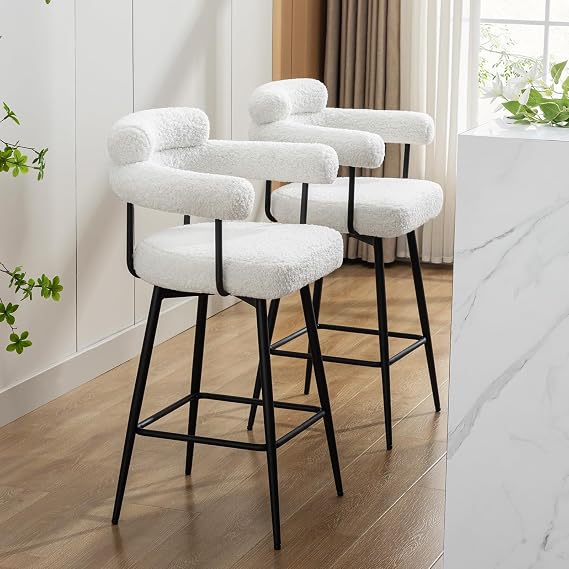 Zesthouse Swivel Counter Height Stools Set of 2, 26" Modern Barrel Barstool