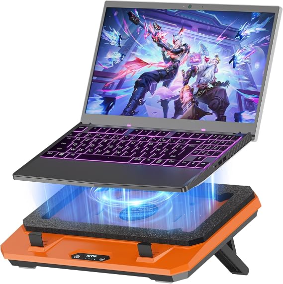 IETS GT300 Upgrade Laptop Cooling Pad with Adjustable Stand Turbo Boost Cooler for Rapid Cooling 10-17 Inch Gaming Laptop Flexible Ceiling Ring with Air Filter and USB Hub