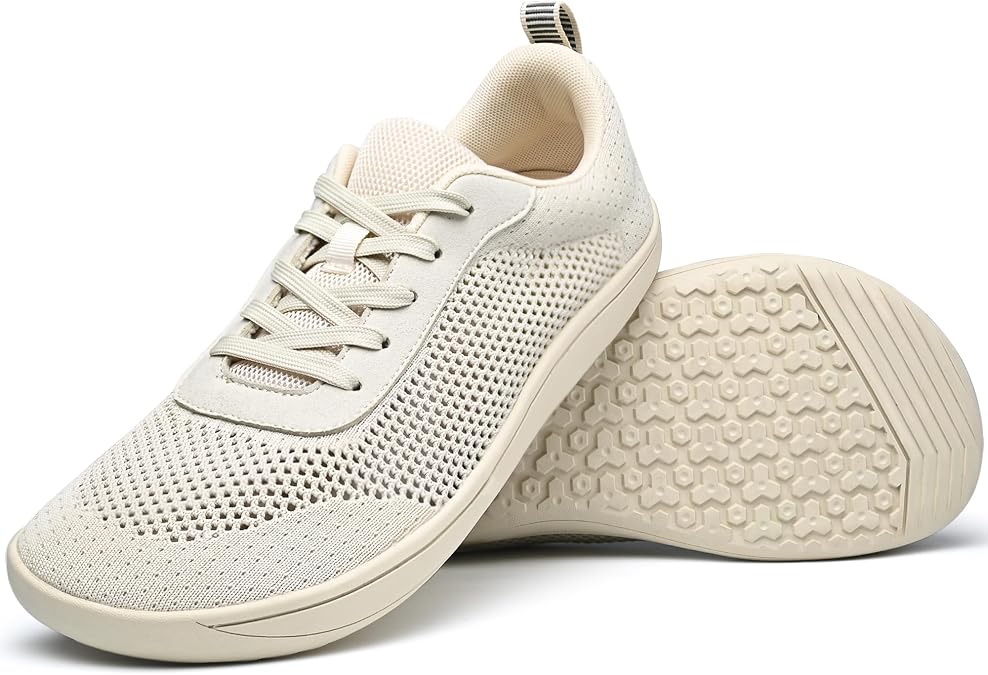 Barefoot Walking Shoes for Men Wide Toe Box | Zero Drop Sole | Rigid Slip-Resistant Rubber Outsole | Breathable Knit Upper | Light Trail/Daily Walk